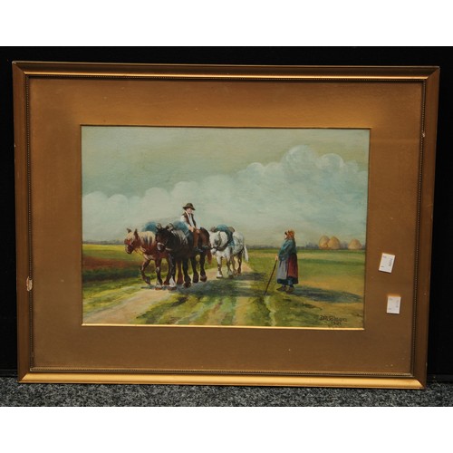 122 - D Watson (early 20th century)  Harvest Time  signed, dated 1921, watercolour