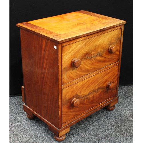 158 - A George III style walnut side cabinet, as a chest of two long drawers, the top and front hinged to ... 