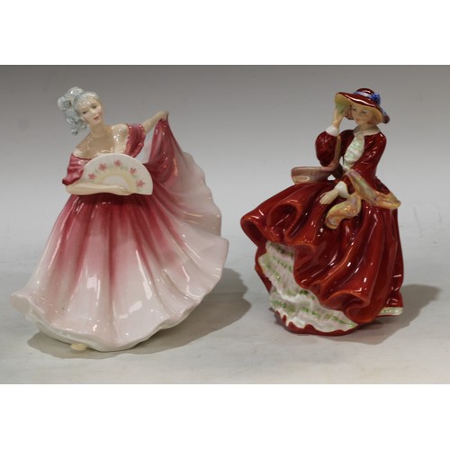 163 - A Royal Doulton figure, Top O'The Hill, HN1834; others, Elaine, HN3307; My First Figurine, HN3424; A... 