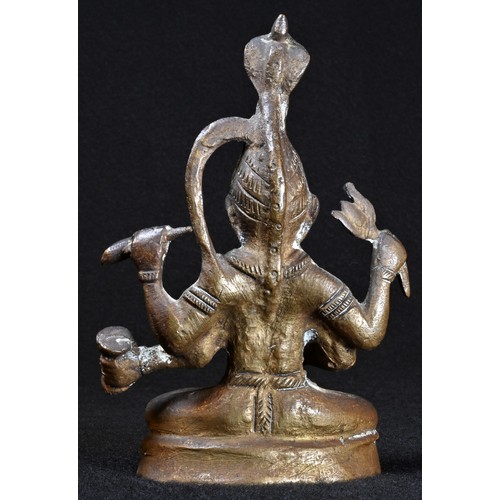 5372 - An Indian bronze shrine figure, of Shiva, traces of gilding, 12.5cm high, 19th century