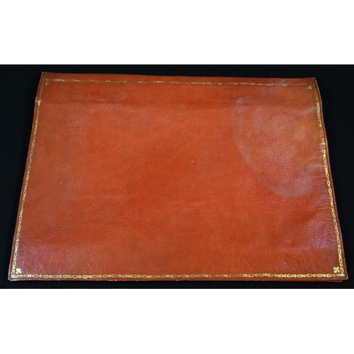 5276 - A Victorian gilt-tooled terracotta morocco leather rectangular folio, the cover blocked in gilt with... 