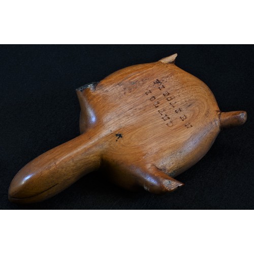 5482 - Travel and the South Seas - a hardwood carving, of a turtle, stamped to the plastron ‘Pitcairn Islan... 