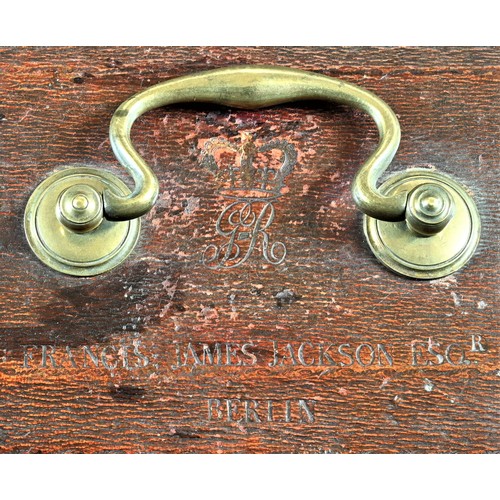 5127 - A George III morocco leather rectangular despatch box, hinged embossed with crowned GR cipher and na... 