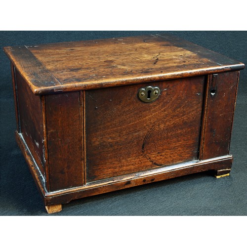 5388 - An unusual George III mahogany box, hinged cover, the front and side with removable sliding panels, ... 