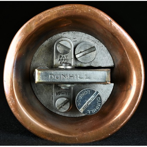 5419 - Dunhill - an early 20th century copper and silver plated novelty cigarette lighter, as a hunting hor... 