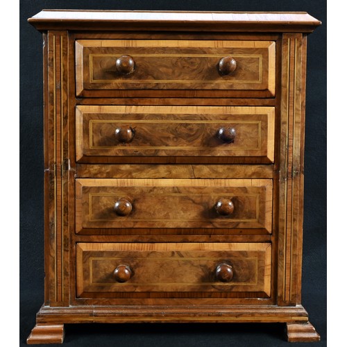 5284 - A 'Victorian' walnut burr walnut table top collector's cabinet, oversailing rectangular top above fo... 