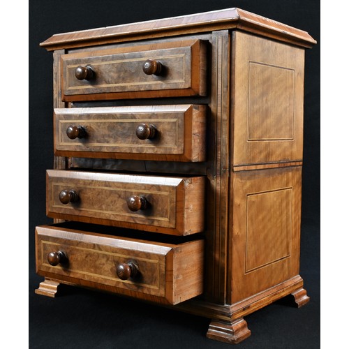 5284 - A 'Victorian' walnut burr walnut table top collector's cabinet, oversailing rectangular top above fo... 