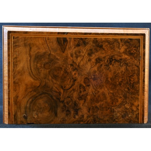 5284 - A 'Victorian' walnut burr walnut table top collector's cabinet, oversailing rectangular top above fo... 