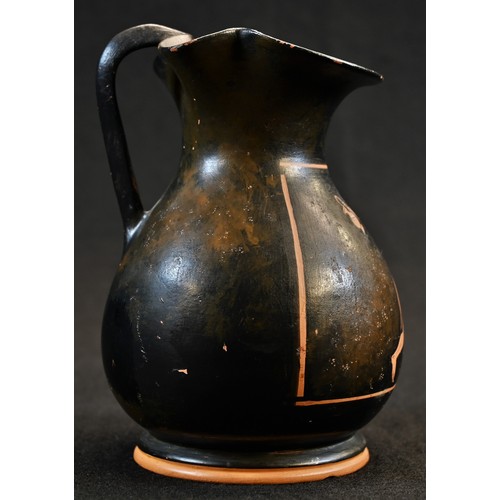 5188 - A museum copy of an ancient Greek ewer, after the Antique and painted in the Attic manner, 13.5cm