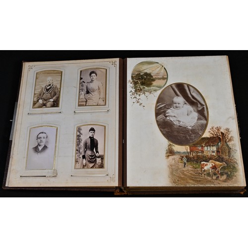 5467 - Photography - a 19th century tooled morocco leather album of photographs and carte de visites,variou... 