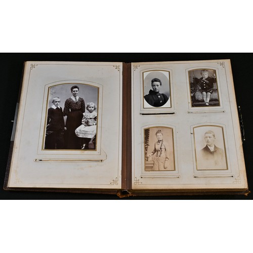 5467 - Photography - a 19th century tooled morocco leather album of photographs and carte de visites,variou... 