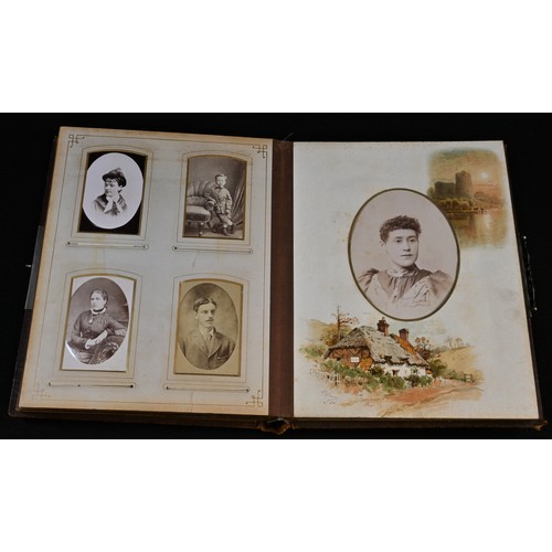 5467 - Photography - a 19th century tooled morocco leather album of photographs and carte de visites,variou... 