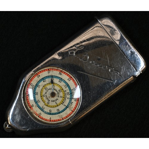 5133 - A George V silver novelty combination vesta case, map measure and compass, 8.5cm long, J C Vickery, ... 