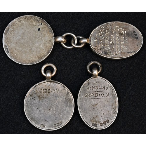 5475 - Sport - Football - a George V silver and enamel medal fob, E R Church A F League, 1932-33 season, Bi... 