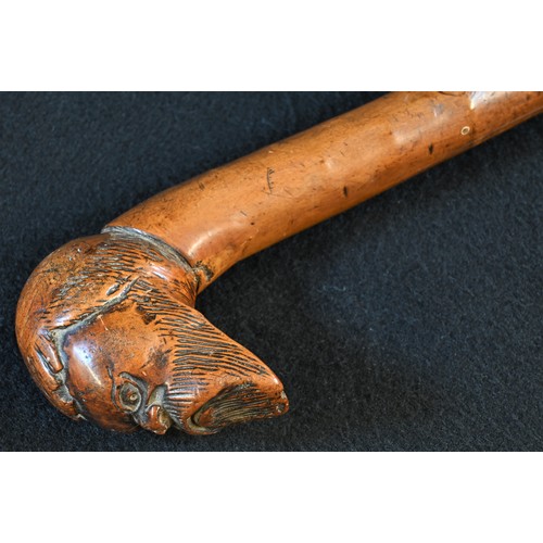 5512 - A 19th century gentleman's novelty walking stick, the pommel carved with the head of a bearded man, ... 