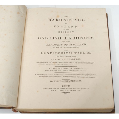 5976 - The Henham Park Copy, Provincial Imprint, Betham (The Rev. William), The Baronetage of England, or t... 