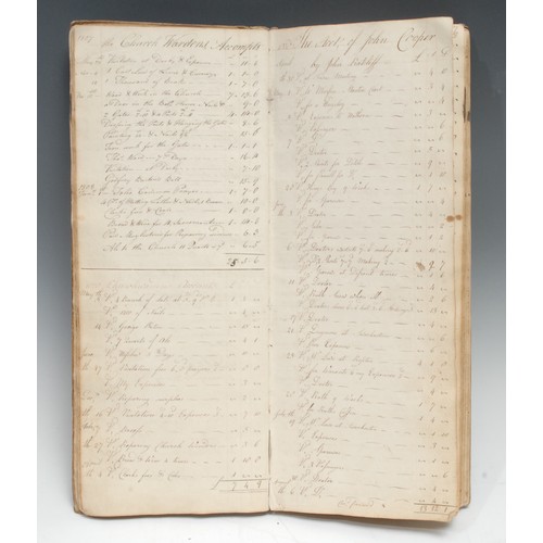 5845 - Local Interest - a George III ink manuscript and vellum accounts ledger, The Towns Acct:s for the Pa... 