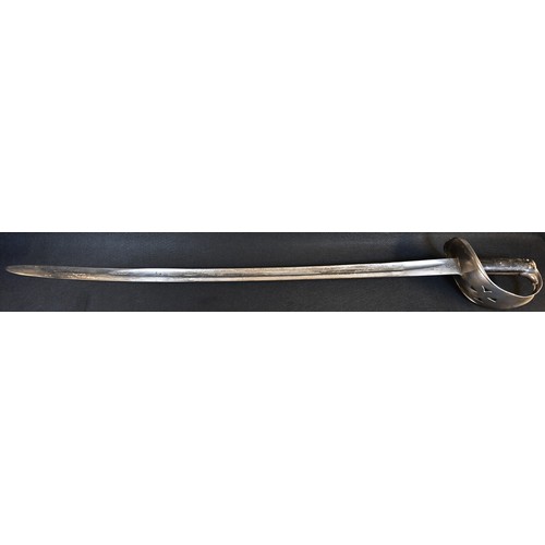 5634 - An 1882 pattern cavalry trooper's sword, 87cm slightly curved fullered blade, steel bowl guard pierc... 