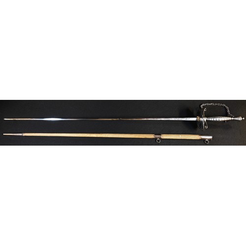 5602 - A 19th century court sword, 76.5cm stright triform blade, cut-steel hilt with navette shaped guard, ... 