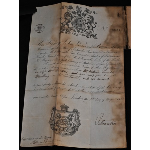 5850 - Travel Ephemera and Documentation - British Political Autographs - a 19th century British passport, ... 