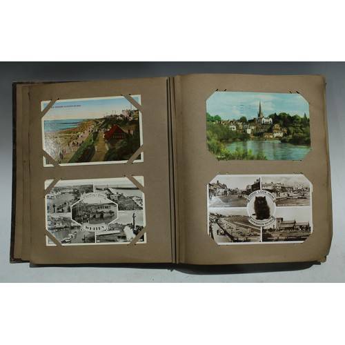 5851 - Postcards - an album, sepia topographical and others, Potter Heigham Bridge, The Major Oak, Blackpoo... 