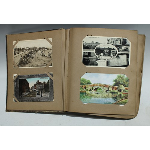 5851 - Postcards - an album, sepia topographical and others, Potter Heigham Bridge, The Major Oak, Blackpoo... 