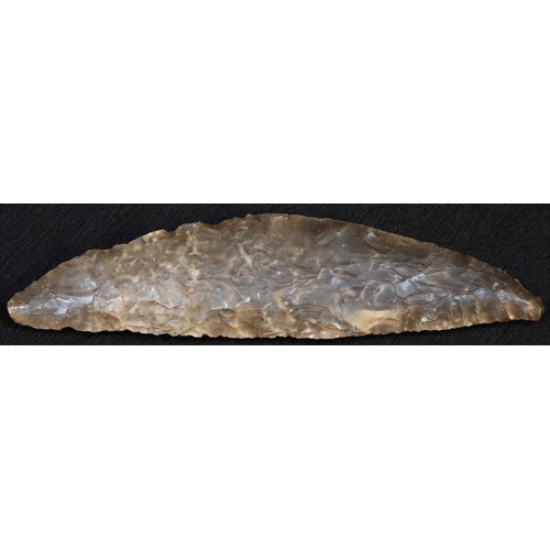 5716 - Antiquities - Late Bronze Age, a Danish flint sickle, curved blade, 14.6cm long, Aalborg, North Jutl... 