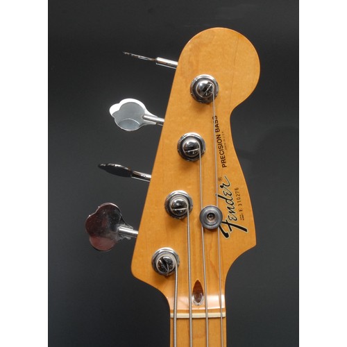 5285F - A Fender Precision electric bass guitar USA, tobacco sunburst, cream scratch plate and pick up, mapl... 