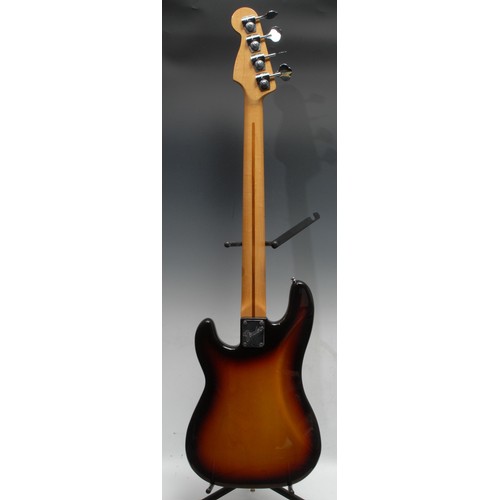 5285F - A Fender Precision electric bass guitar USA, tobacco sunburst, cream scratch plate and pick up, mapl... 