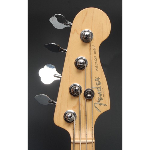 5285I - A Fender Precision electric bass guitar, Corona Ca. USA, black body, maple neck, red tortoishell pic... 