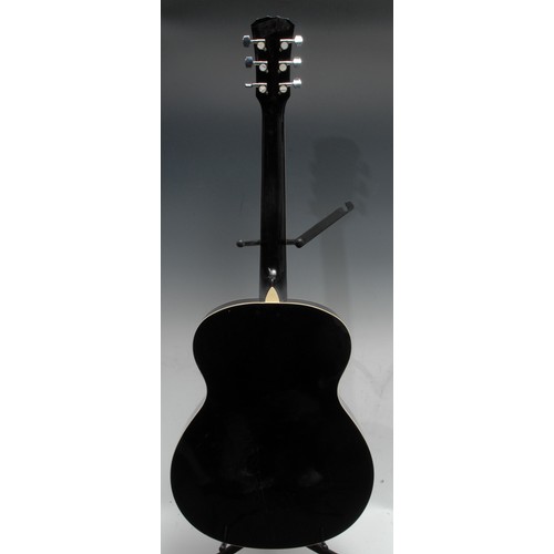 5285A - A Martin Smith six string resonator guitar, black with cream edges, chrome spider cone resonator