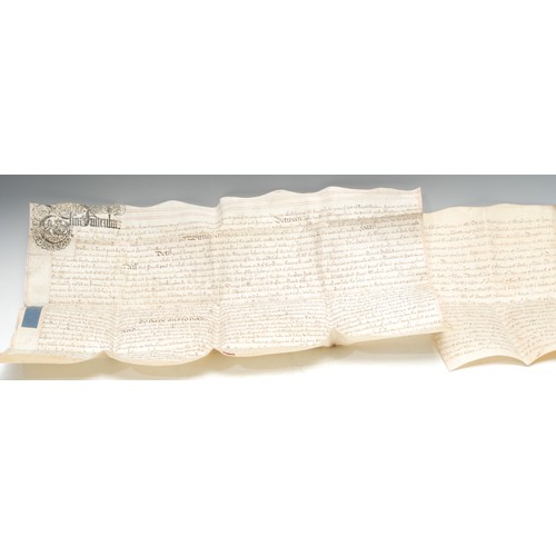 5844 - Local Interest - a bundle of seven vellum indentures, relating to land at Thornhill, near Bamford, H... 