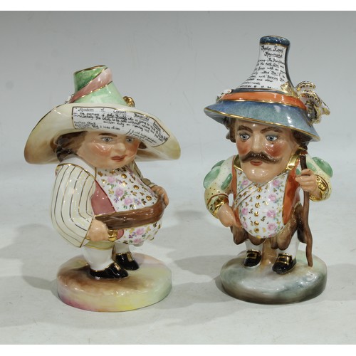 12 - A pair of Royal Crown Derby Mansion House Dwarves, tall hat Theatre Royal Hay-Market ... , short hat... 