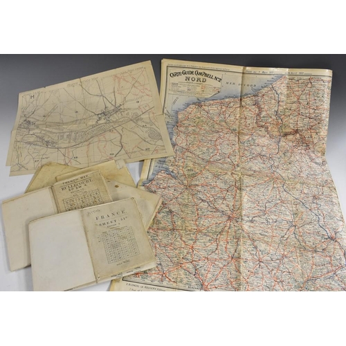 3064 - Militaria, World War Cartography - 7 Trench Maps and Maps of Northern France, 4 of which are waterpr... 