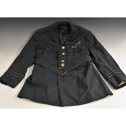 3073 - Uniforms - RAF Tunics, a battle dress blouse with bakelite King's crown buttons, padded navigator br... 