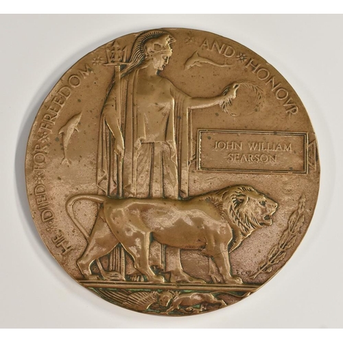 3081 - World War One, Memorial Plaque, to John William Searson, cast after the design by Edward Carter Pres... 