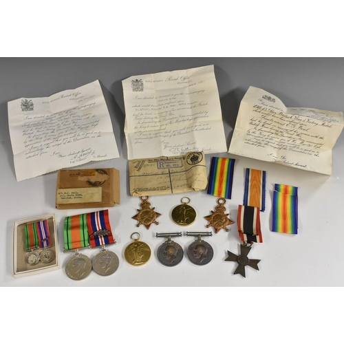 3113 - Medals - 1914-15 Star British War & Victory Medals posthumously awarded to Lieutenant E. G. Beal; ot... 