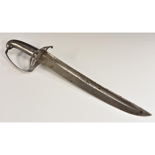 3242 - An Indian steel dagger, 33.5cm slightly curved fullered blade with notched spine, sabre hilt with pi... 