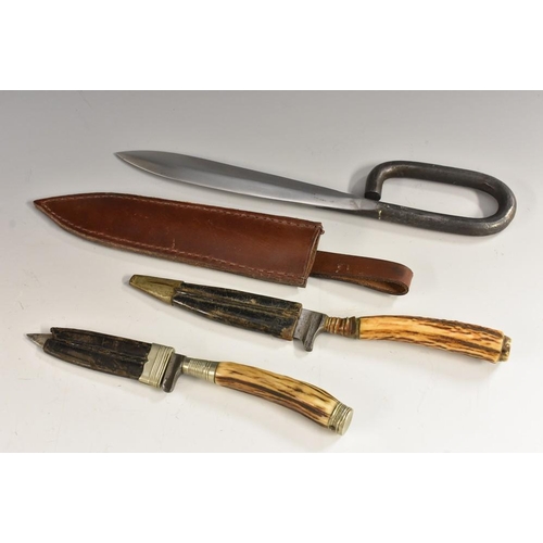 3274 - World War I - two Great War German boot knives; another trench type knife (3)