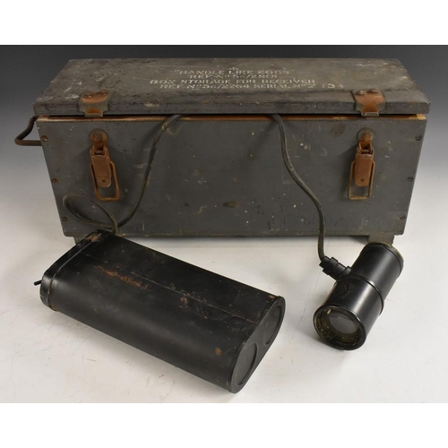 3275 - World War Military Issue W Ottway & Sons Ltd night signal light, the case inscribed Handle Like Eggs... 