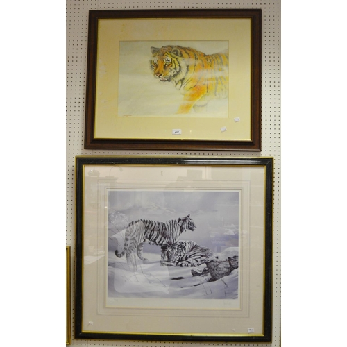 407 - ***B.F.Ball *** Hedge, Tigers in the Snow, signed in pencil, limited edition 13/350, framed;  Paul T... 