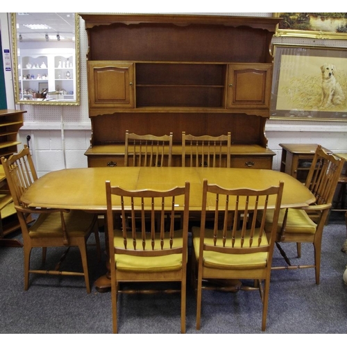 436 - A Stag dining room suite comprising of a dresser, extending table with six conforming chairs (8)