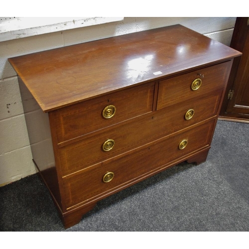 463 - An Edwardian mahogany chest of two short over two long drawers, brass rounded escutcheons, loop hand... 