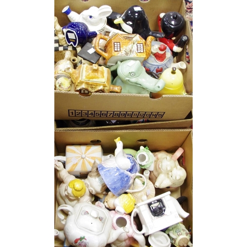 511 - Ceramics - a quantity of novelty teapots including crocodile, penguin, piano, cow, cat, snowman, Whi... 