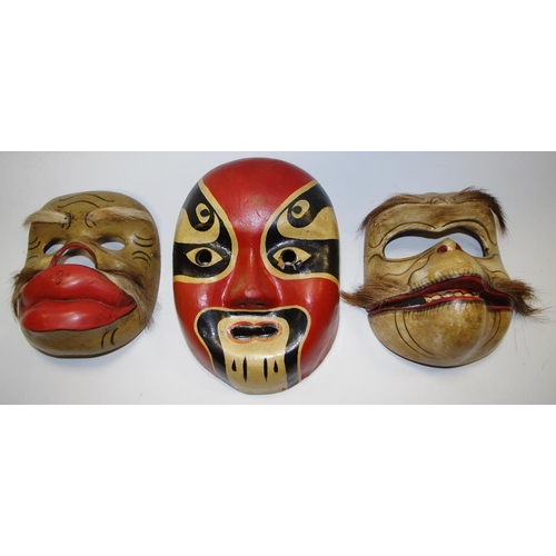 57 - Early 20th century Chinese theatre/opera mask, papier mache, traditionally painted, signed to verso;... 