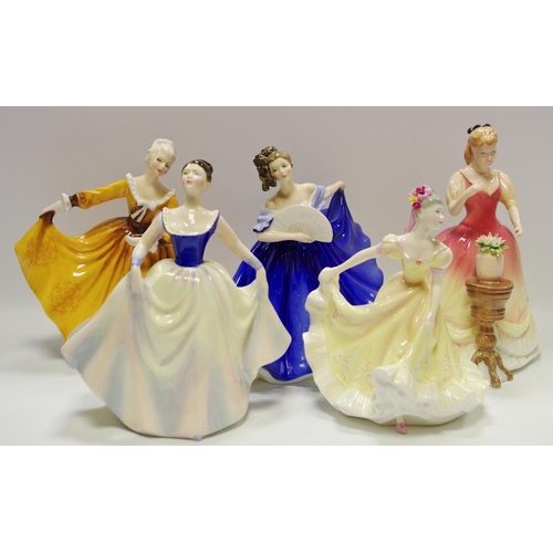 59 - Five Royal Doulton elegant ladies including Elaine pattern no. HN2791, Kirsty HN2381, Sarah, Lisa an... 