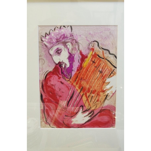 98 - Marc Chagall, after, David and His Harp, coloured print;  Henri Matisse, after, La Gerbe (2)