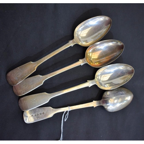 945 - A pair of Victorian serving spoons, John & Henry Lias, London 1843; another pair H J Lias & Son, Lon... 