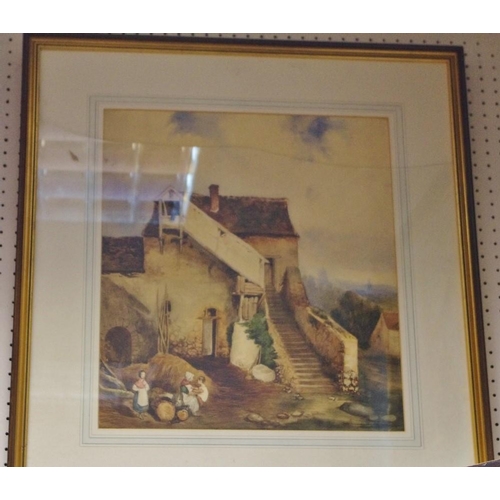 117 - Edwin Harris  Sussex Landscapes watercolour signed and framed;  Rocky River side watercolour;  Conti... 