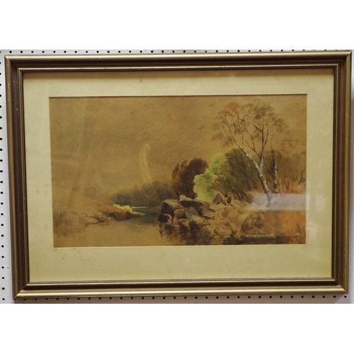 117 - Edwin Harris  Sussex Landscapes watercolour signed and framed;  Rocky River side watercolour;  Conti... 